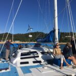 En kryssning i Kaiteriteri väster om Nelson på sydöns nordspets i Nya Zeeland En kryssning i Kaiteriteri väster om Nelson på sydöns nordspets i Nya Zeeland