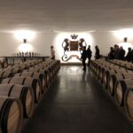 Den vackra källaren på 1 Cru slottet Chateau Mouton-Rothschild i Pauillac-Medoc Den vackra källaren på 1 Cru slottet Chateau Mouton-Rothschild i Pauillac-Medoc