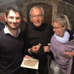 Jean-Louis & Margareta Marchandaise njuter av korven Andouilette hos William Févre i Chablis