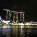 Vi tog en drink uppe på toppen av Marina Bay Sands innan det blev en tur med båt ner till Clarke Quay för en god skaldjursmiddag