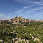 Från terrassen på vineriet Sierra Cantabria kan man blicka ut över byn San Vicente de Sonsierra Från terrassen på vineriet Sierra Cantabria kan man blicka ut över byn San Vicente de Sonsierra