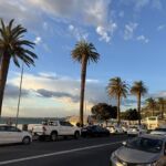 Vackra stranden i Camps Bay på kvällen Vackra stranden i Camps Bay på kvällen